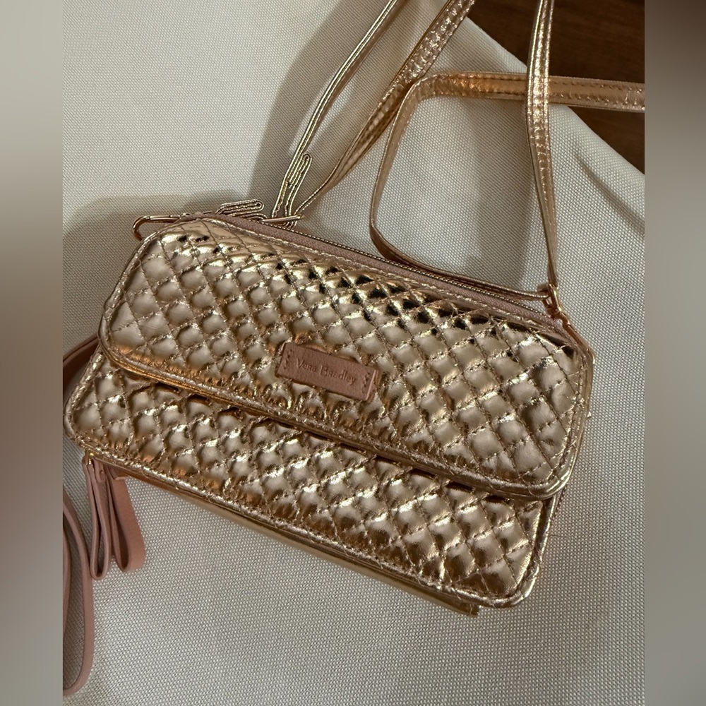 Vera Bradley Rose Gold Crossbody Wallet Purse